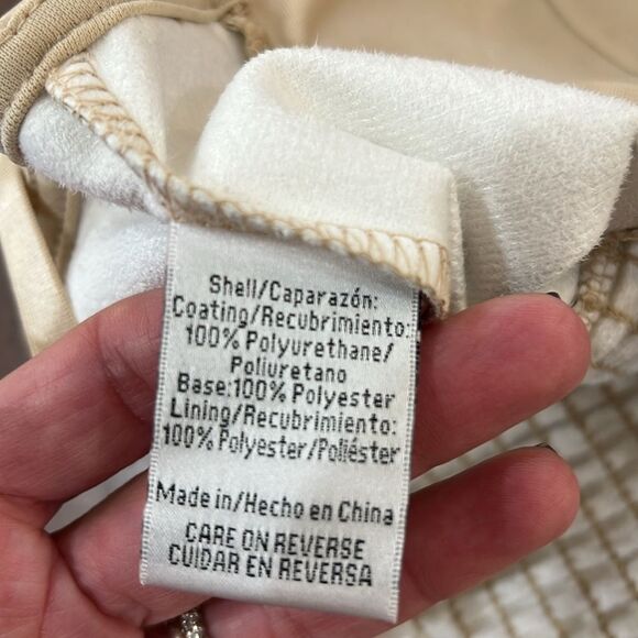 Madden Nyc Women's Bustier Faux Leather buttery soft Beige smocked Crop Top Sz L - Picture 11 of 12